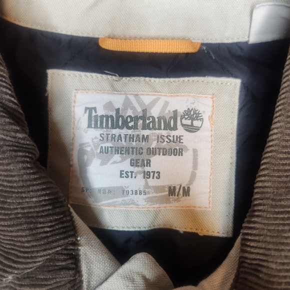 Timberland Strathum Issue Men's Beige Corduroy Barn Jacket Size Medium Brown - Picture 3 of 7